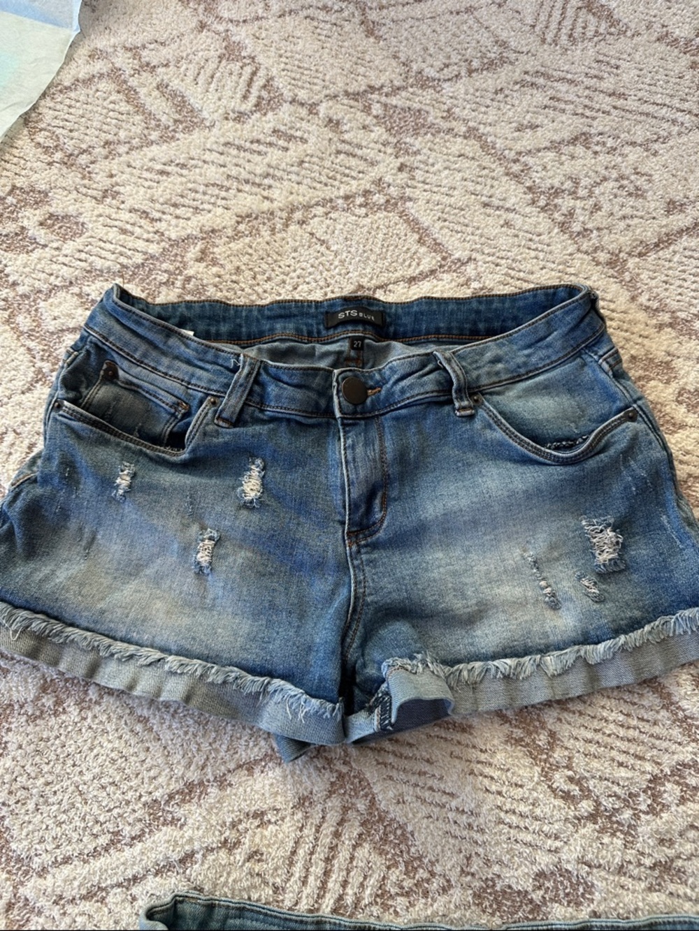 STS Blue Distressed Medium Wash Denim Shorts